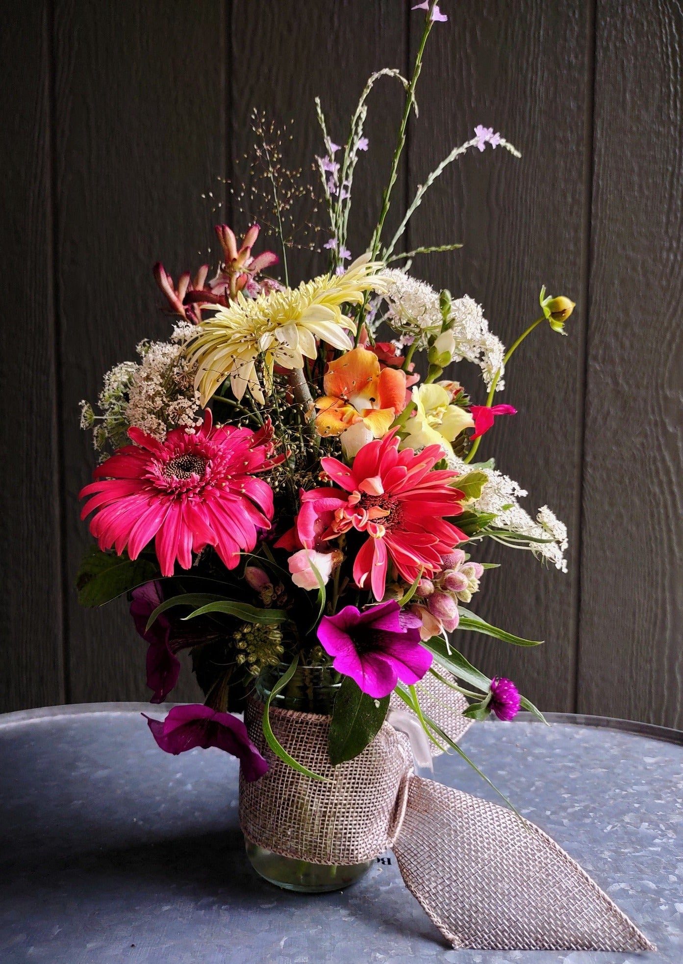 Mason Jar Cup Flower Arrangement - Cold Creek Natural Farm
