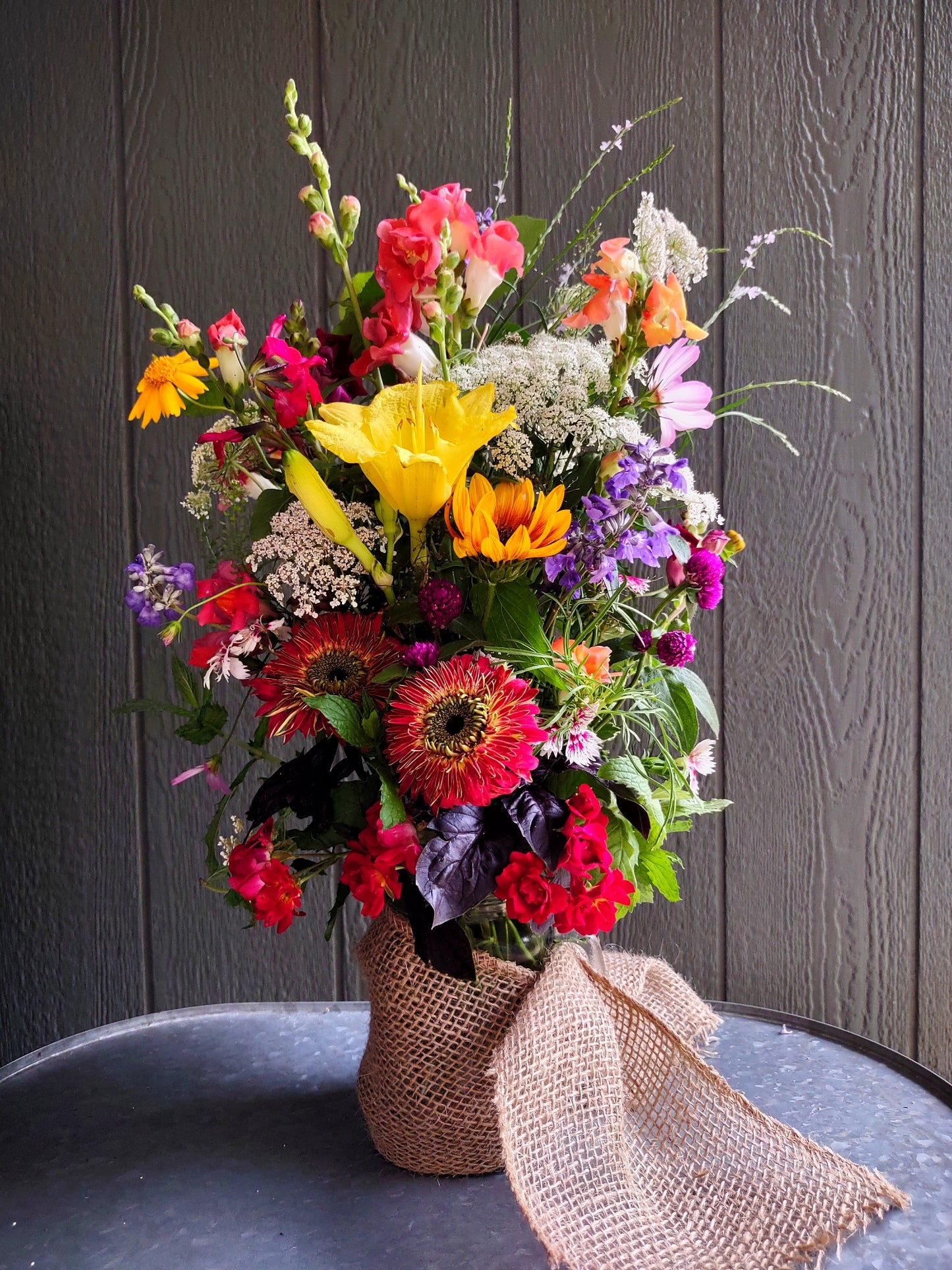 Mason Jar Cup Flower Arrangement - Cold Creek Natural Farm