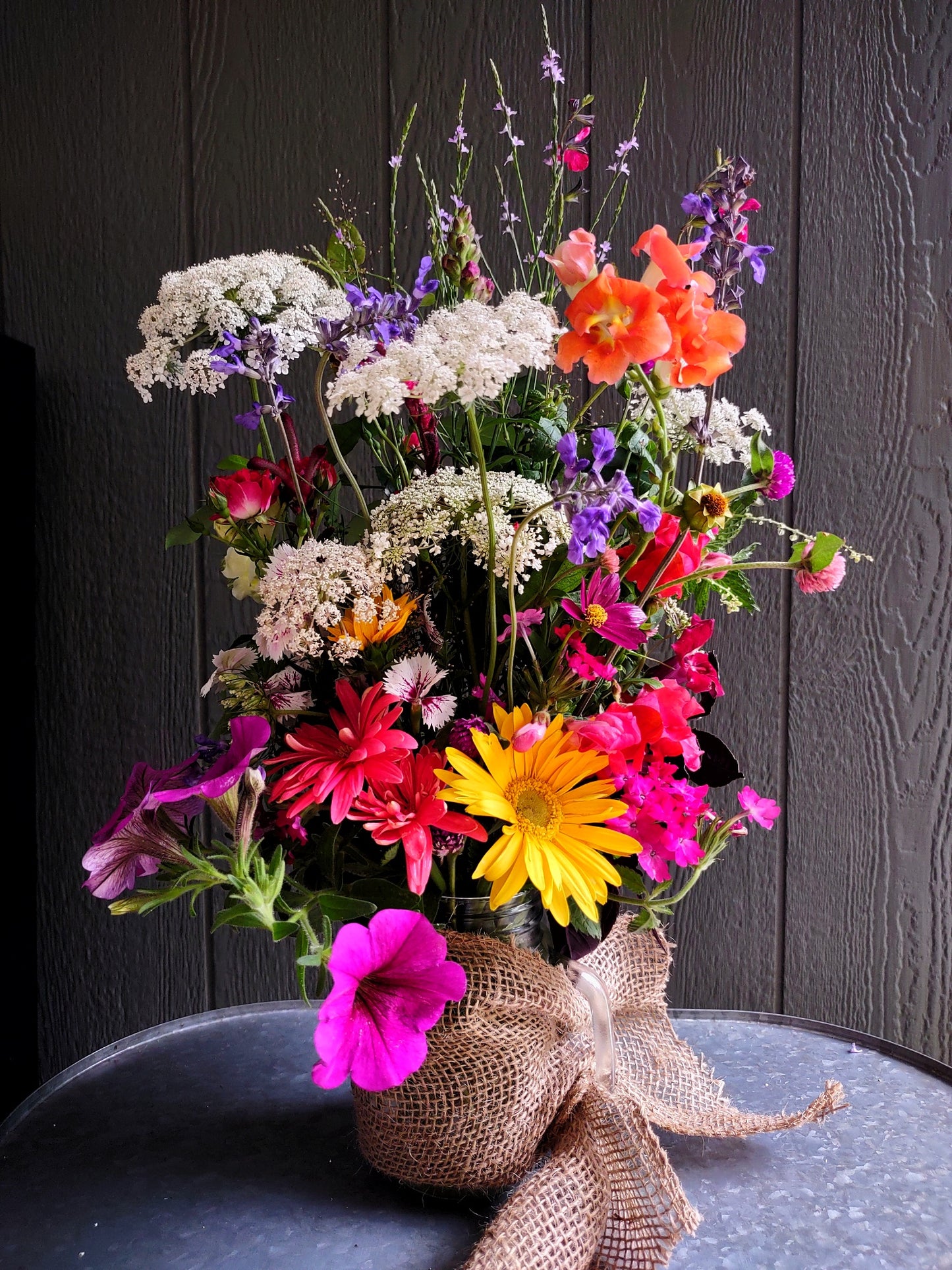 Mason Jar Cup Flower Arrangement - Cold Creek Natural Farm