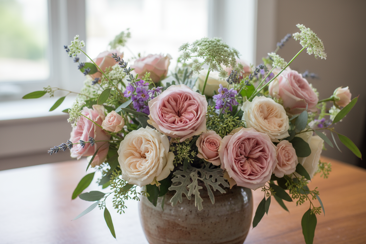 Artisan style floral arrangement