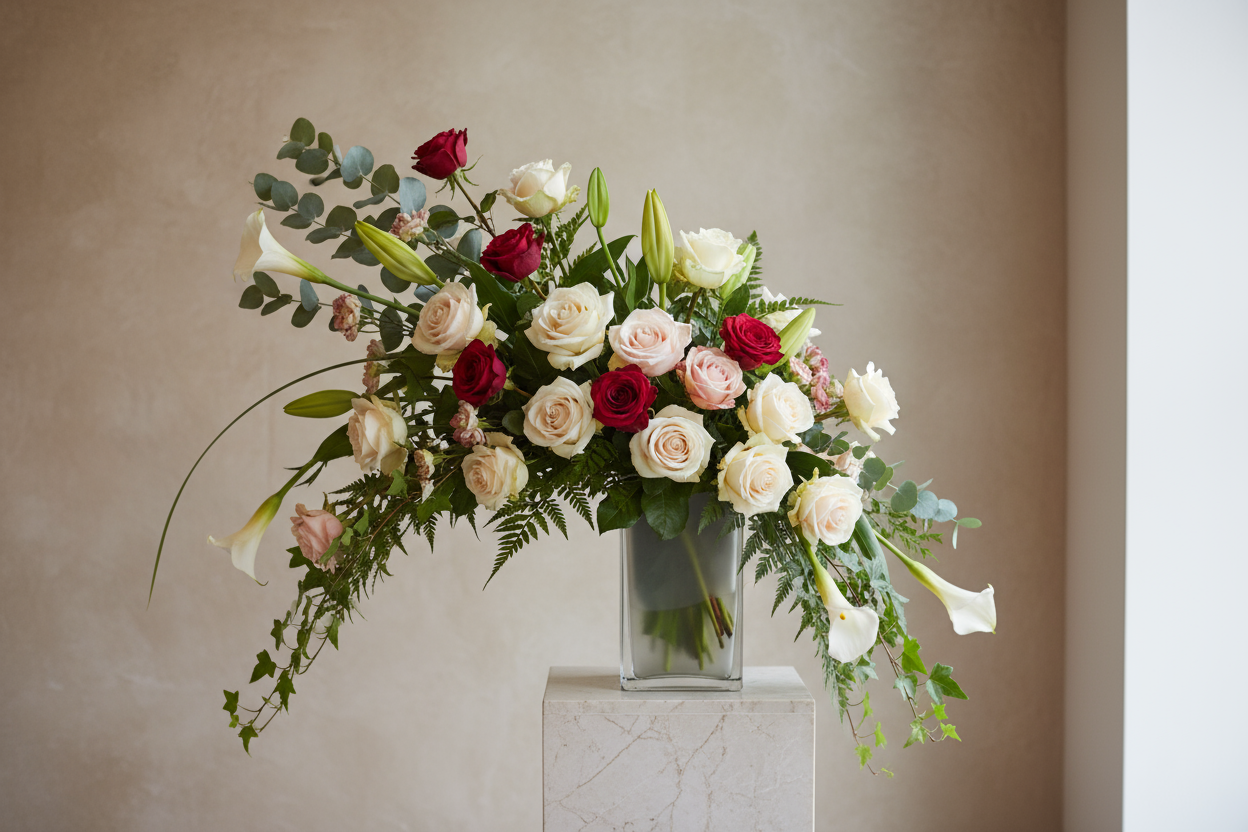 asymetrical flower arrangement