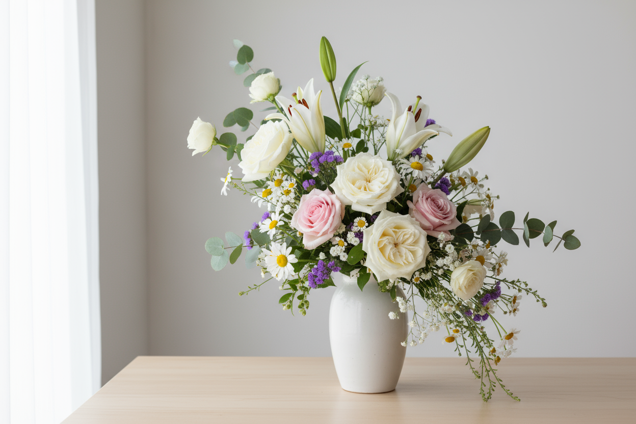 asymmetrical floral arrangement