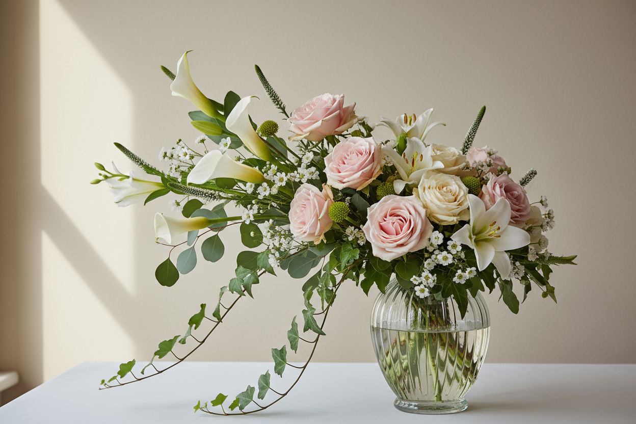 asymmetrical floral arrangement
