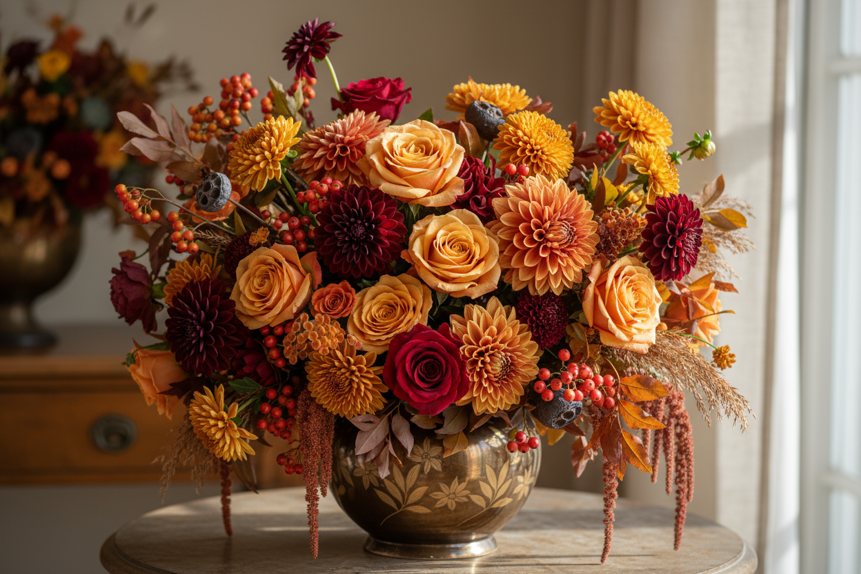 fall lux arrangement in a vase