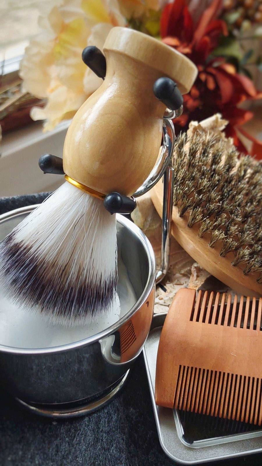 LATHER & SHAVE PUCK KIT - Handcrafted - Old Fashioned Shaving Kit - Cold Creek Natural Farm