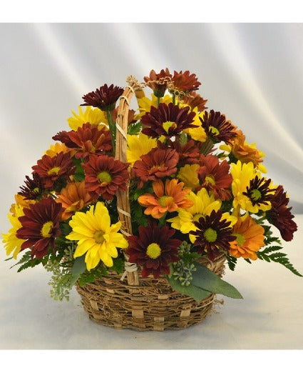 Fall Flower Basket Arrangement - Free HAWL Delivery