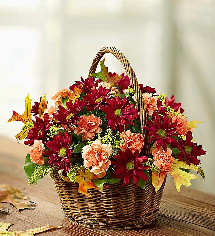 Fall Flower Basket Arrangement - Free HAWL Delivery