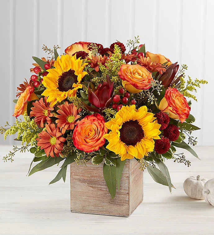 Fall Flower Basket Arrangement - Free HAWL Delivery